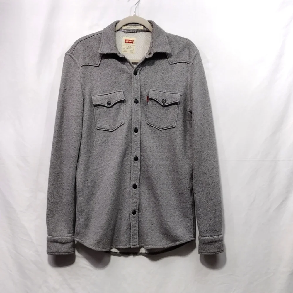 Levi's Knit Shacket Mens S Gray Casual Comfy Retro 90s Y2K